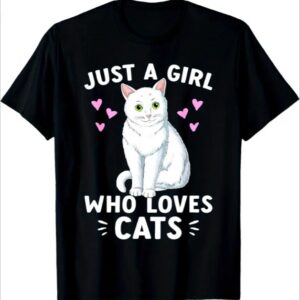 Just A Girl Who Loves Cats Cute Cat Lover Girls Women T-Shirt